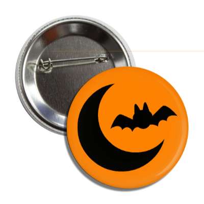 bat and moon halloween orange silhouette button