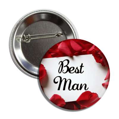 best man white card red petals button