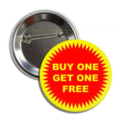 buy one get one free red burst yellow pricetag button