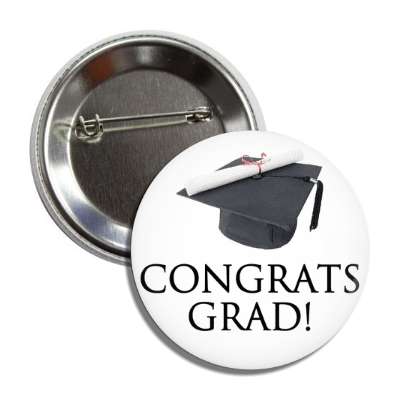 congrats grad graduation cap button