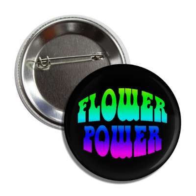 flower power rainbow black button