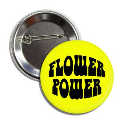 flower power yellow hippy button