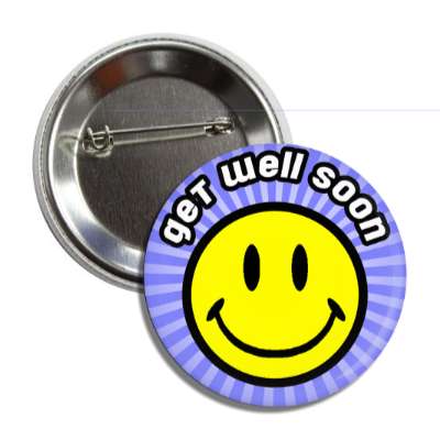 get well soon blue rays smiley button
