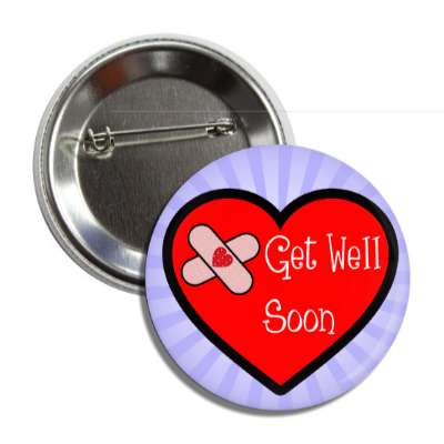 get well soon heart bandaid blue rays button