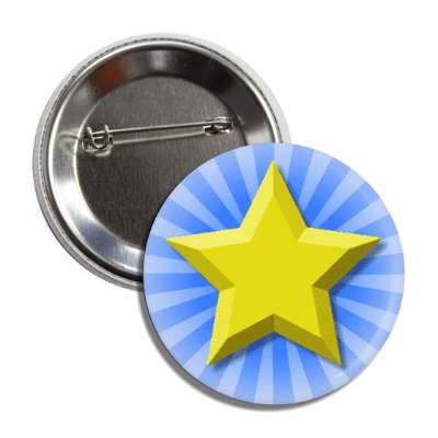 gold star blue burst rays button