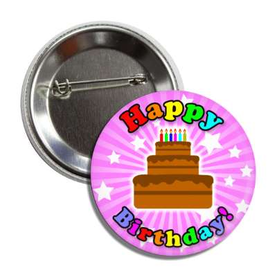 happy birthday cake magenta rays stars rainbow magenta button