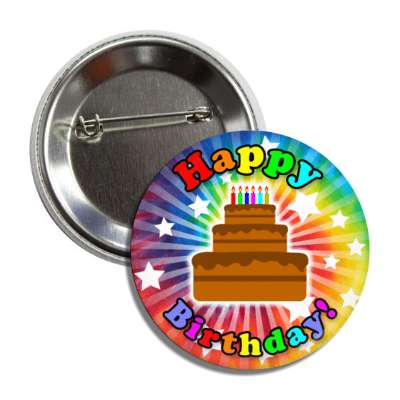 happy birthday cake tie die rays stars button