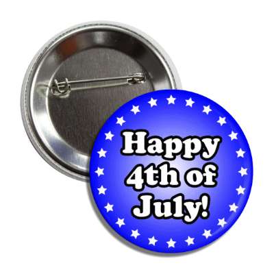 happy fourth of july stars blue button