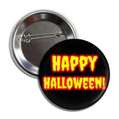 happy halloween black yellow red outline button
