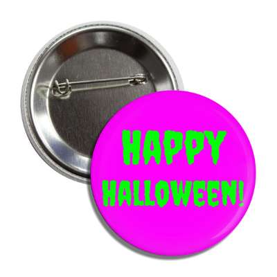 happy halloween purple green creepy button