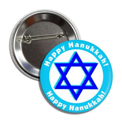 happy hanukkah star of david aqua border button