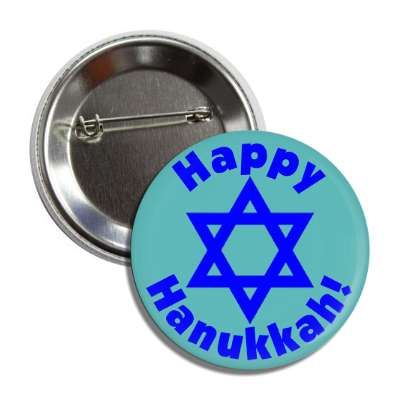 happy hanukkah star of david deep blue button