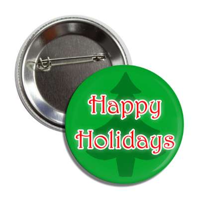 happy holidays christmas tree silhouette button