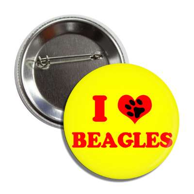 i heart beagles red heart paw print button