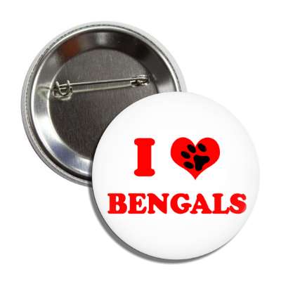 i heart bengals heart paw print button