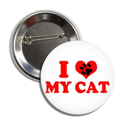 i heart my cat heart paw print button
