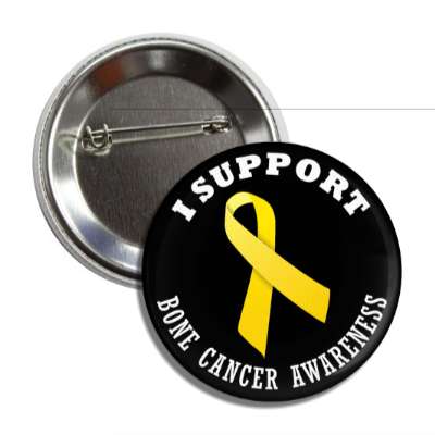 i support bone cancer yellow awareness ribbon button