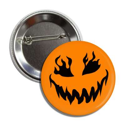 jack o lantern pumpkin face flame eyes button