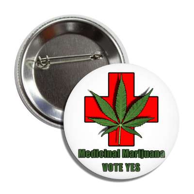 medical marijuana vote yes red cross button