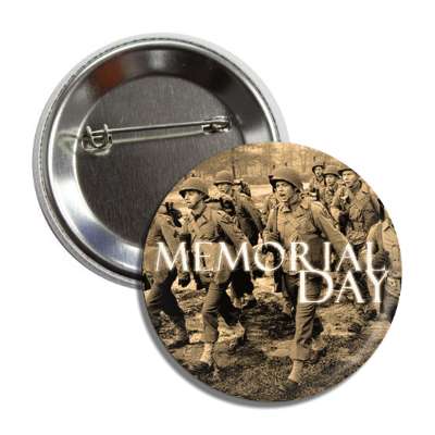 memorial day vintage troops sepia button