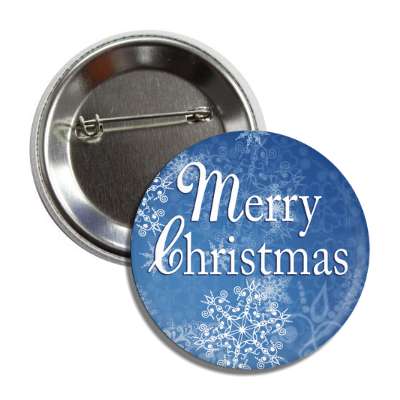 merry christmas blue frost snowflakes button
