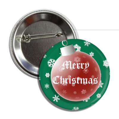 merry christmas green red ornament snowflakes button