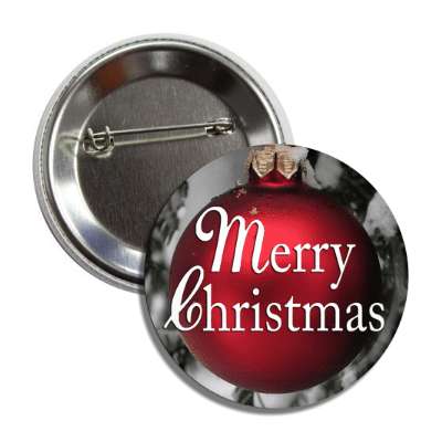 merry christmas red ornament classic white button