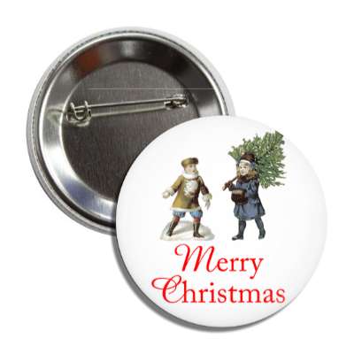 merry christmas vintage kids tree button