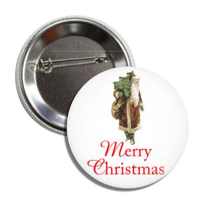 merry christmas vintage santa claus gifts button