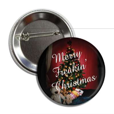 merry freakin christmas tree gifts button
