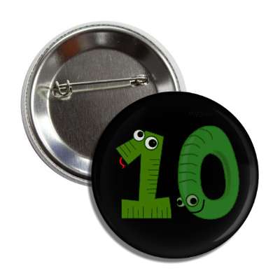 number 10 snake cartoon character button