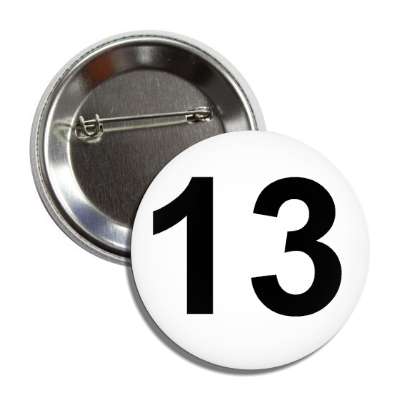 number 13 white black button
