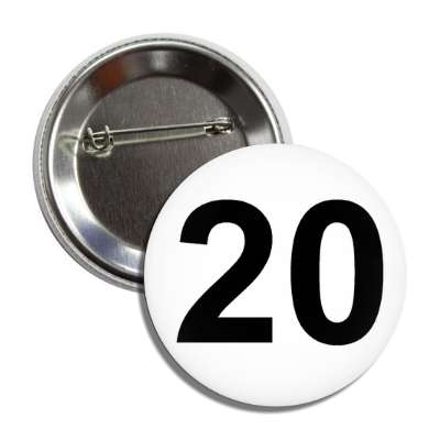 number 20 white black button