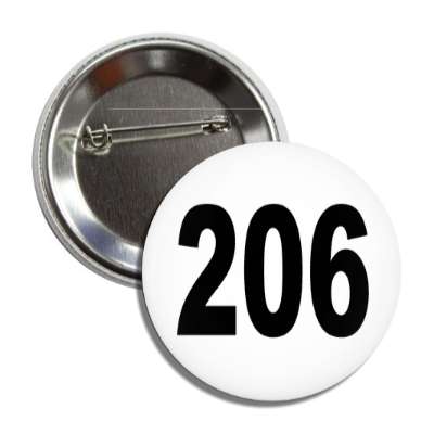 number 206 white black button