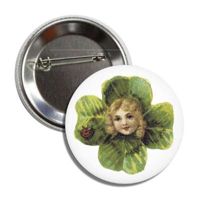 old time st patricks day vintage four leaf clover button