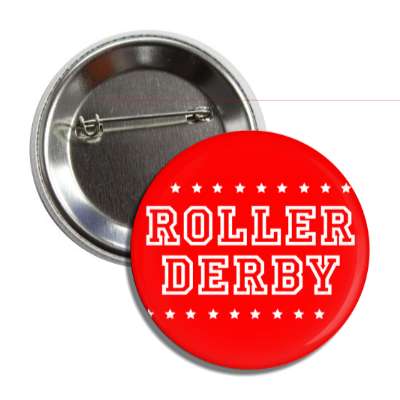 roller derby red white stars button