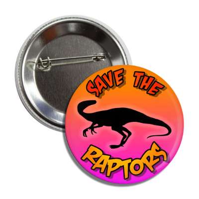 save the raptors dinosaur silhouette button