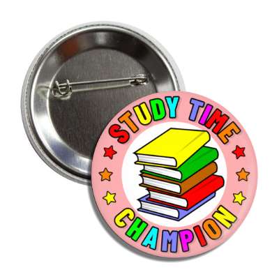study time champion colorful book stack button