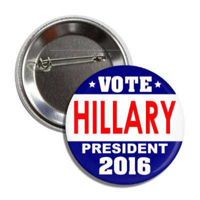 vote hillary 2016 blue white middle button