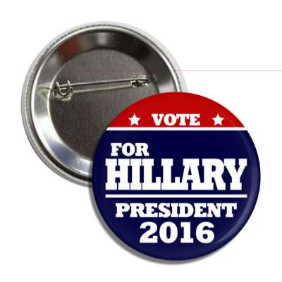 vote hillary 2016 red top dark blue bottom button