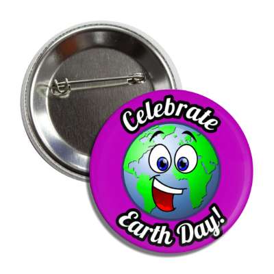 celebrate earth day smiley purple button