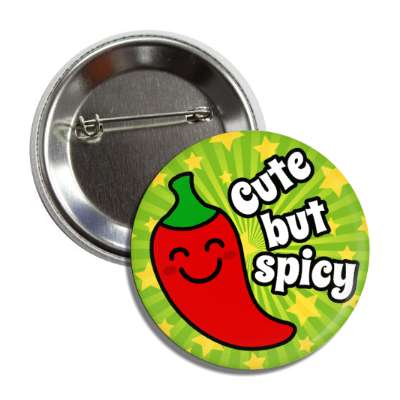 chili pepper smiling cute but spicy star burst green button