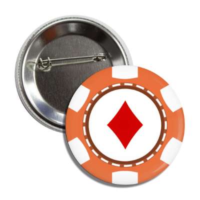 diamond card suit poker chip orange button