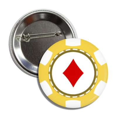 diamond card suit poker chip yellow button