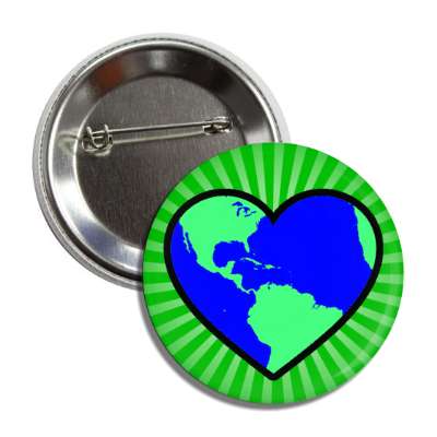 earth planet heart rays green button