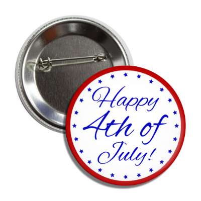 happy 4th of july basic cursive classic stars red border button