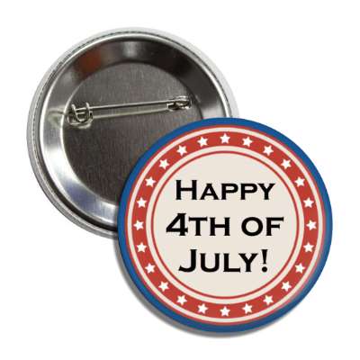 happy 4th of july stars red circle blue button