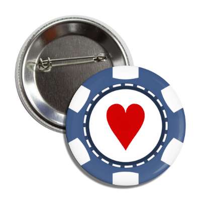 heart card suit poker chip blue button