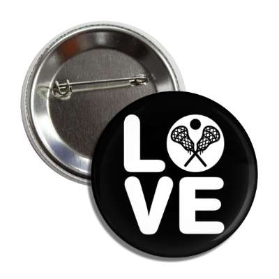 love lacrosse stacked crossed sticks ball button