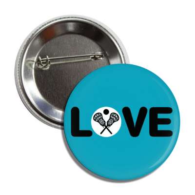 love lacrosse symbol crossed sticks ball button